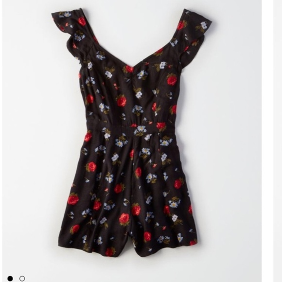 American eagle floral ruffle sleeve romper - Picture 2 of 13